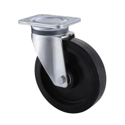 03 Series Heavy Duty Castors with EI Series Black Elastic Rubber Wheel Swivel Castors