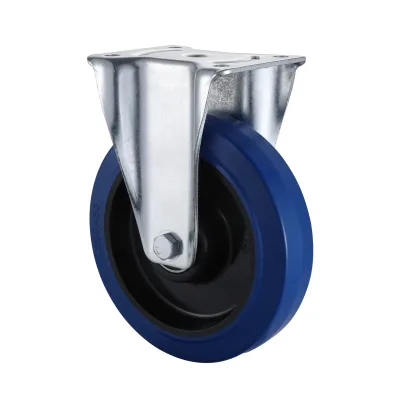 03 Series Heavy Duty Castors with EP Series Blue Elastic Rubber Wheel Fixed Castors