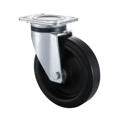 03 Series Heavy Duty Castors with ES Series Black Elastic Rubber Wheel Swivel Castors