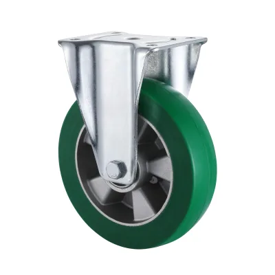 03 Series Heavy Duty Castors with UH Series Green Elastic Polyurethane Wheel Fixed Castors