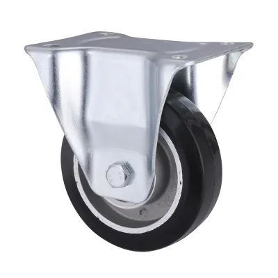 06 Series Industrial Castors with EA Series Black Elastic Rubber Wheel Fixed Castors