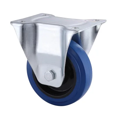 06 Series Industrial Castors with EP Series Blue Elastic Rubber Wheel Fixed Castors
