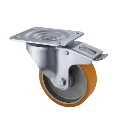 06 Series Industrial Castors with UA Series Yellow Polyurethane Wheel Swivel Castors