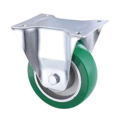 06 Series Industrial Castors with UH Series Green Elastic Polyurethane Wheel Fixed Castors