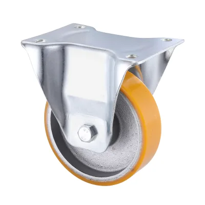 06 Series Industrial Castors with UI Series Yellow Polyurethane Wheel Fixed Castors