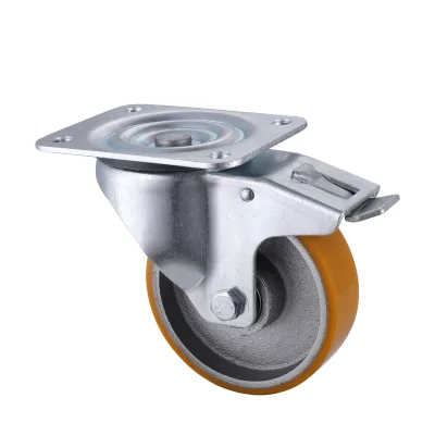 06 Series Industrial Castors with UI Series Yellow Polyurethane Wheel Swivel Castors