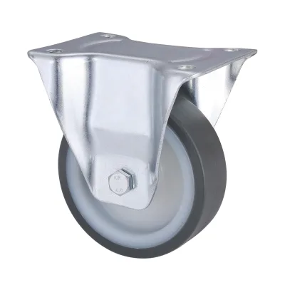 06 Series Industrial Castors with UM Series Grey Thermoplastic Polyurethane Wheel Fixed Castors