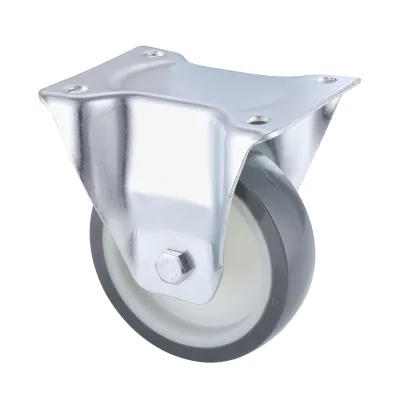 06 Series Industrial Castors with UP Series Grey Thermoplastic Polyurethane Wheel Fixed Castors