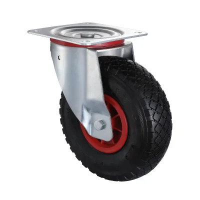 07/08 Series Industrial Castors with FP Series Black Pneumatic Rubber Wheel Swivel Castors