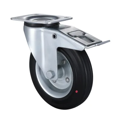 07 Series Heat-Resistant Castors with BM(HR) Series Black Heat Resistant Solid Rubber Wheel Swivel Castors with Total Brakes