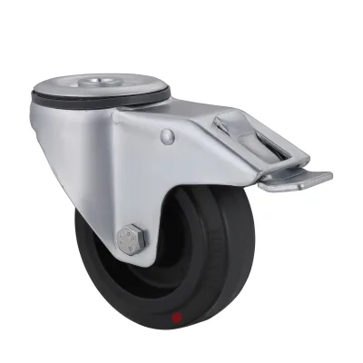 07 Series Heat-Resistant Castors with EP(HR) Series Black Heat Resistant Rubber Wheel Bolt Hole Castors with Total Brakes