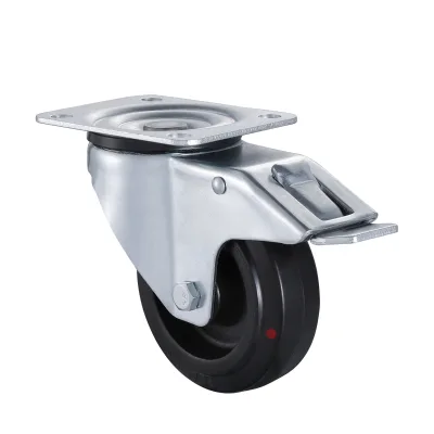 07 Series Heat-Resistant Castors with EP(HR) Series Black Heat Resistant Rubber Wheel Swivel Castors with Total Brakes