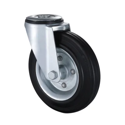 07 Series Industrial Castors with BM Series Black Solid Rubber Wheel Bolt Hole Castors