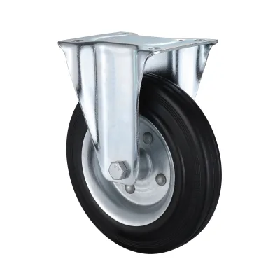 07 Series Industrial Castors with BM Series Black Solid Rubber Wheel Fixed Castors