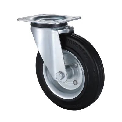 07 Series Industrial Castors with BM Series Black Solid Rubber Wheel Swivel Castors