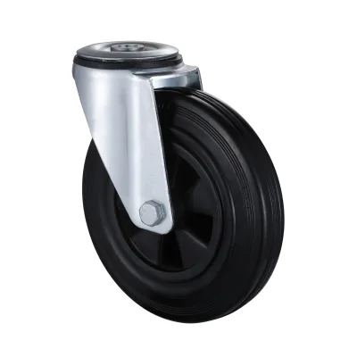 07 Series Industrial Castors with BP Series Black Solid Rubber Wheel Bolt Hole Castors