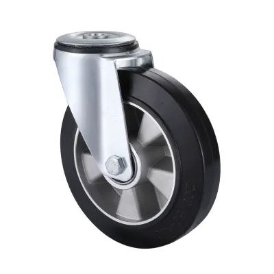 07 Series Industrial Castors with EA Series Black Elastic Rubber Wheel Bolt Hole Castors