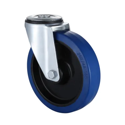 07 Series Industrial Castors with EP Series Blue Elastic Rubber Wheel Bolt Hole Castors