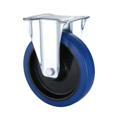07 Series Industrial Castors with EP Series Blue Elastic Rubber Wheel Fixed Castors