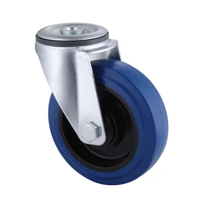 07 Series Industrial Castors with EP Series Blue Elastic Rubber Wheel1 Bolt Hole Castors