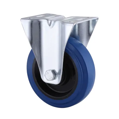 07 Series Industrial Castors with EP Series Blue Elastic Rubber Wheel1 Fixed Castors