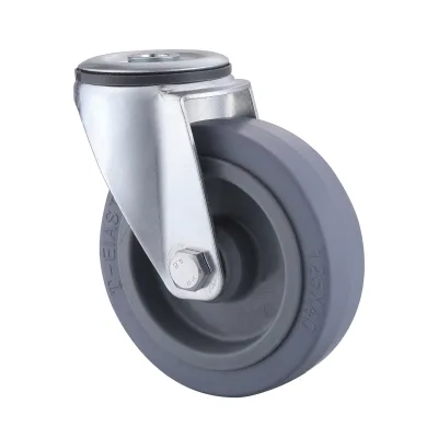 07 Series Industrial Castors with ET Series Grey Elastic Rubber Wheel Bolt Hole Castors