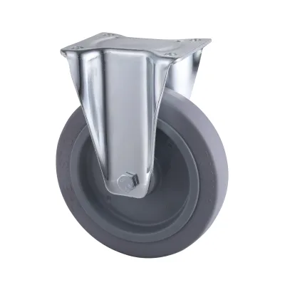 07 Series Industrial Castors with ET Series Grey Elastic Rubber Wheel Fixed Castors