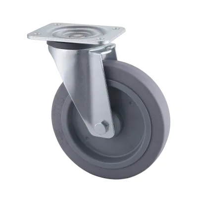 07 Series Industrial Castors with ET Series Grey Elastic Rubber Wheel Swivel Castors