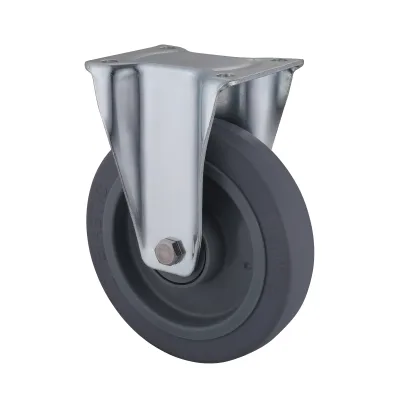 07 Series Industrial Castors with ET Series Grey Elastic Rubber Wheel1 Fixed Castors