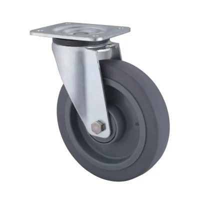 07 Series Industrial Castors with ET Series Grey Elastic Rubber Wheel1 Swivel Castors