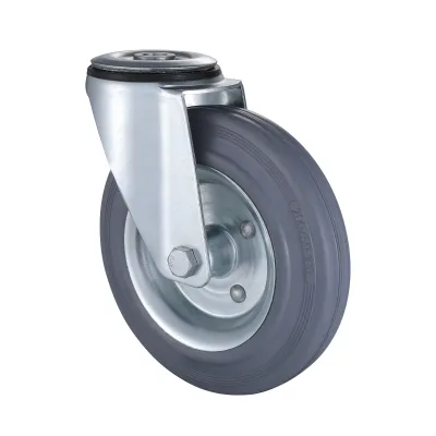 07 Series Industrial Castors with GM Series Grey Solid Rubber Wheel Bolt Hole Castors