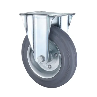 07 Series Industrial Castors with GM Series Grey Solid Rubber Wheel Fixed Castors