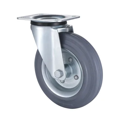 07 Series Industrial Castors with GM Series Grey Solid Rubber Wheel Swivel Castors