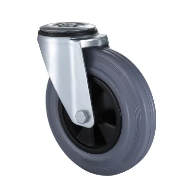 07 Series Industrial Castors with GP Series Grey Solid Rubber Wheel Bolt Hole Castors
