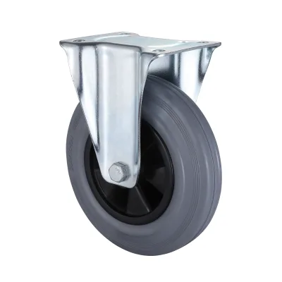 07 Series Industrial Castors with GP Series Grey Solid Rubber Wheel Fixed Castors