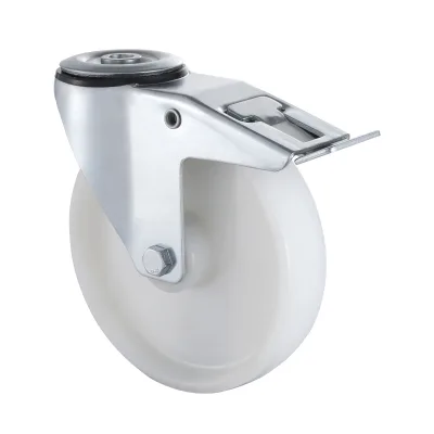 07 Series Industrial Castors with PA Series White Polyamide Wheel Bolt Hole Castors with Total Brakes