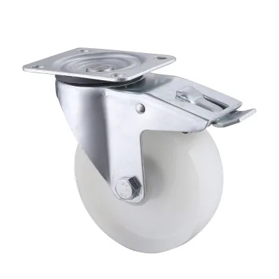 07 Series Industrial Castors with PP Series White Polypropylene Wheel Swivel Castors with Total Brakes
