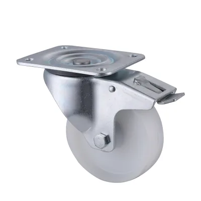 07 Series Industrial Castors with PP Series White Polypropylene Wheel2 Swivel Castors with Total Brakes