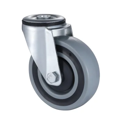 07 Series Industrial Castors with RE Series Grey Polypropylene Sandwich Wheel Bolt Hole Castors