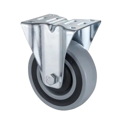 07 Series Industrial Castors with RE Series Grey Polypropylene Sandwich Wheel Fixed Castors