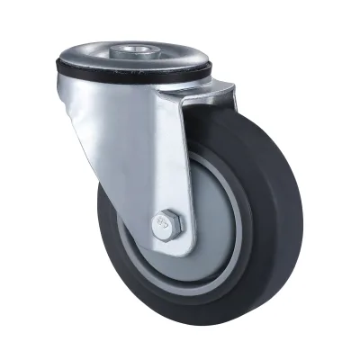 07 Series Industrial Castors with TE Series Grey Thermoplastic Rubber Wheel Bolt Hole Castors