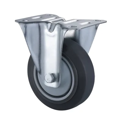 07 Series Industrial Castors with TE Series Grey Thermoplastic Rubber Wheel Fixed Castors