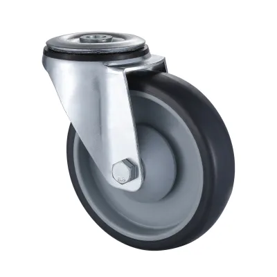 07 Series Industrial Castors with TR Series Grey Thermoplastic Rubber Wheel Bolt Hole Castors