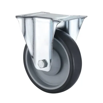 07 Series Industrial Castors with TR Series Grey Thermoplastic Rubber Wheel Fixed Castors