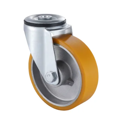 07 Series Industrial Castors with UA Series Yellow Polyurethane Wheel Bolt Hole Castors
