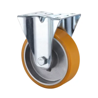 07 Series Industrial Castors with UA Series Yellow Polyurethane Wheel Fixed Castors