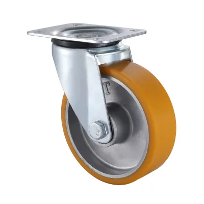 07 Series Industrial Castors with UA Series Yellow Polyurethane Wheel Swivel Castors