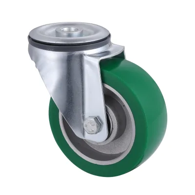 07 Series Industrial Castors with UH Series Green Elastic Polyurethane Wheel Bolt Hole Castors