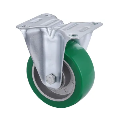07 Series Industrial Castors with UH Series Green Elastic Polyurethane Wheel Fixed Castors
