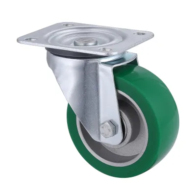 07 Series Industrial Castors with UH Series Green Elastic Polyurethane Wheel Swivel Castors